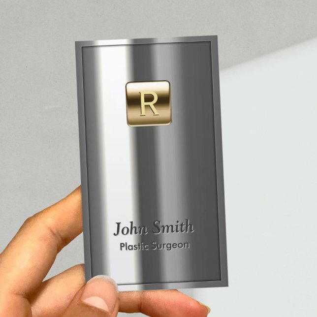 Cartão de visita de Cirurgião Plástico Metálico Re (Criador carregado)