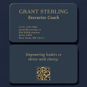 Cartão de Visita de Coach Executivo Código QR Azul