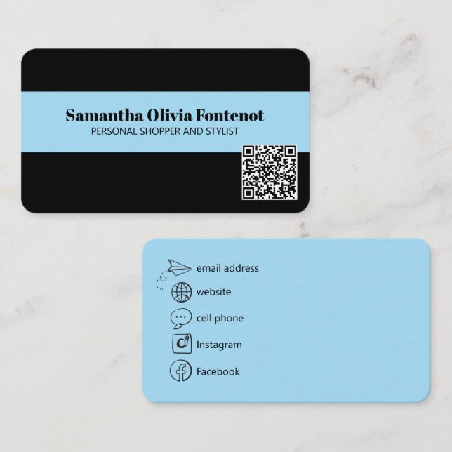 Cartão de visita de código de QR moderno minimalis (Frente/Verso)
