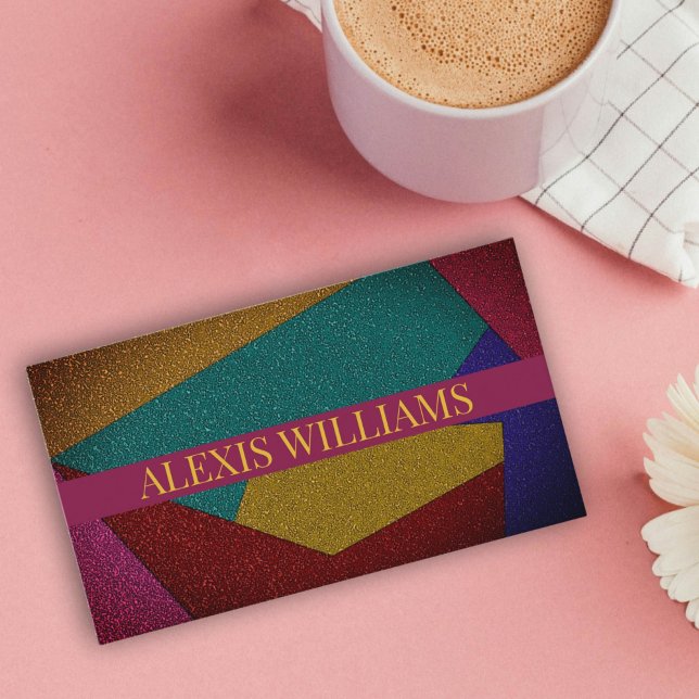 Cartão de visita de código qr de brilho geométrico (Modern geometric glitter qr code business card)