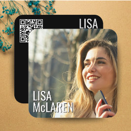 Cartão de visita de Código QR de Foto Minimalista