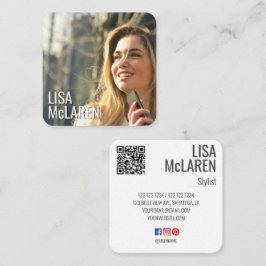 Cartão de visita de Código QR de Foto Minimalista