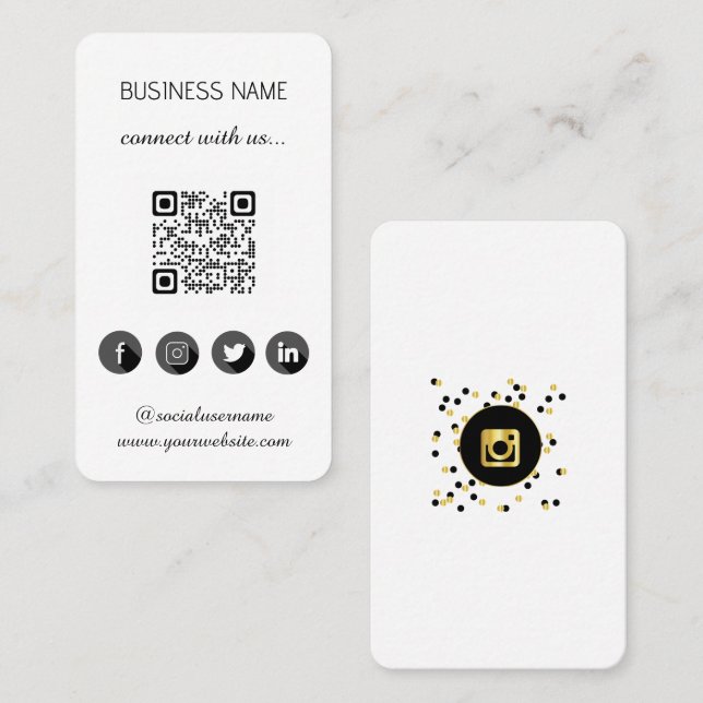 Cartão de visita de Código QR de Mídia Social (Frente/Verso)