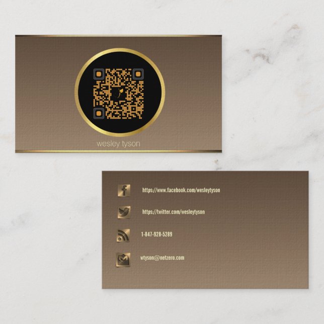 cartão de visita de código qr de mídia social (Frente/Verso)
