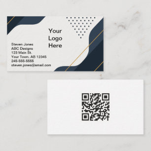 Cartão de visita de Código QR de Preto e Cinza Ami