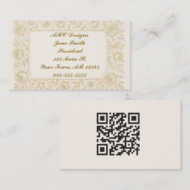 Cartão de visita de Código QR de Rosa Exquisite (Frente/Verso)