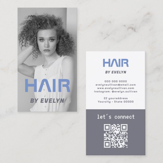 Cartão de visita de Código QR do Cabelo de Fotogra (Frente/Verso)
