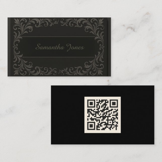 Cartão de visita de código QR do Rico elegante pre (Frente/Verso)