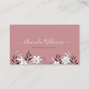 Cartão de visita de Código QR Floral Elegante Rosa
