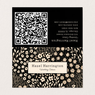 Cartão de visita de código QR floral neutro dobrad