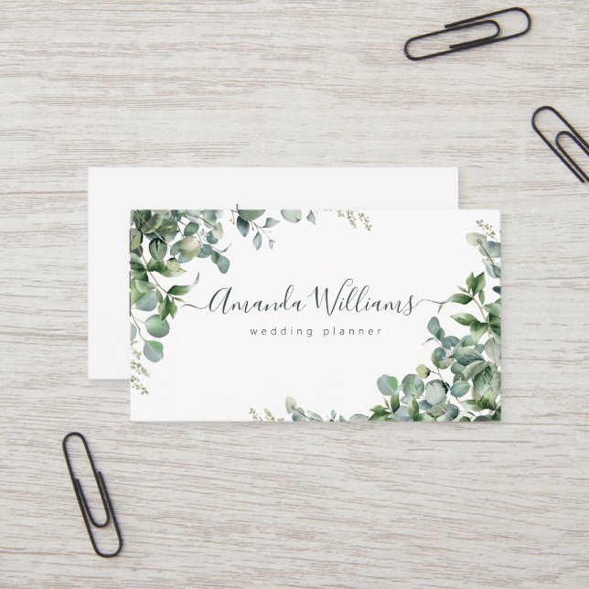 Cartão de visita de Código QR Floral Verde Elegant (Frente/Verso In Situ)