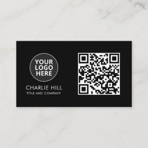 Cartão de visita de código QR Logotipo preto Minim