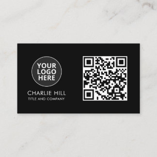 Cartão de visita de código QR Logotipo preto Minim