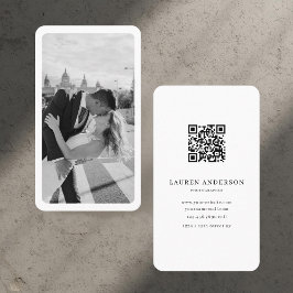 Cartão de visita de código QR minimalista com foto