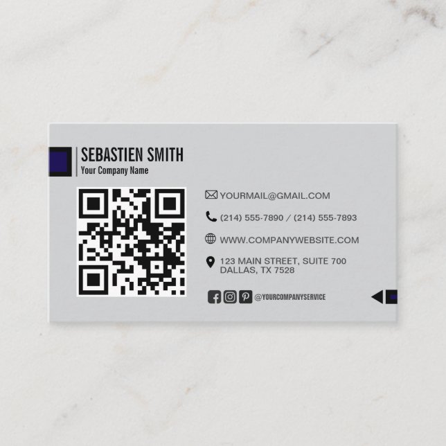 Cartão de visita de código QR minimalista moderno  (Frente)