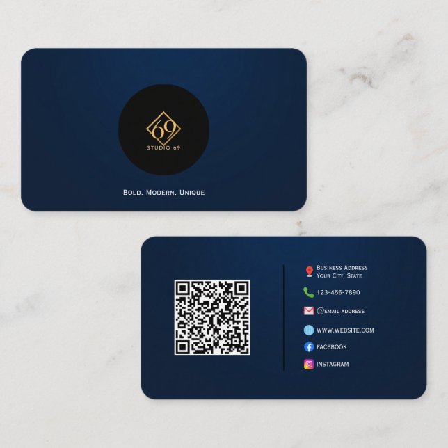 Cartão de visita de código QR personalizado modern (Frente/Verso)