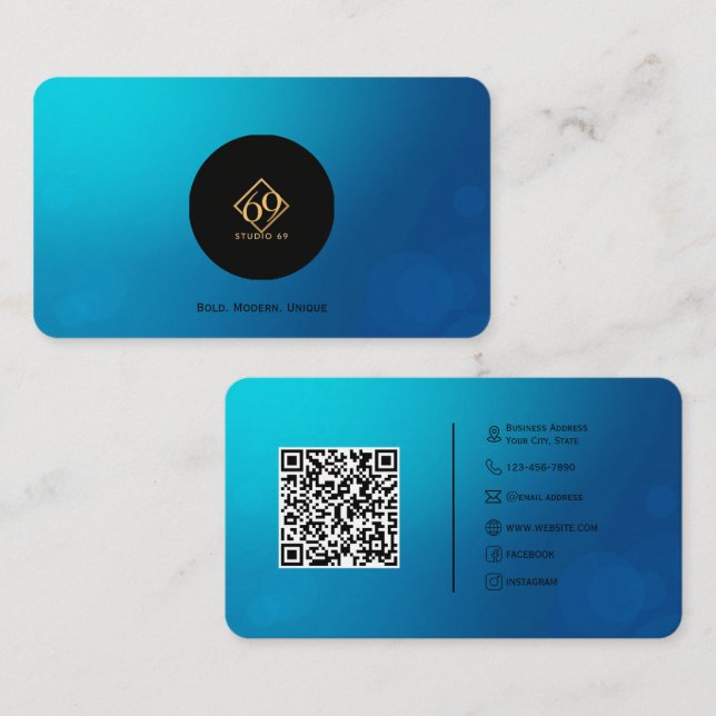 Cartão de visita de código QR personalizado modern (Frente/Verso)