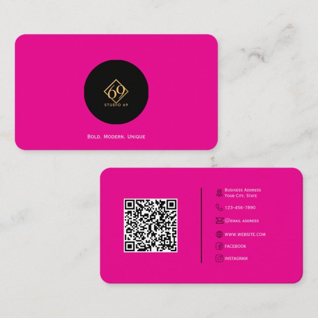Cartão de visita de código QR personalizado modern (Frente/Verso)