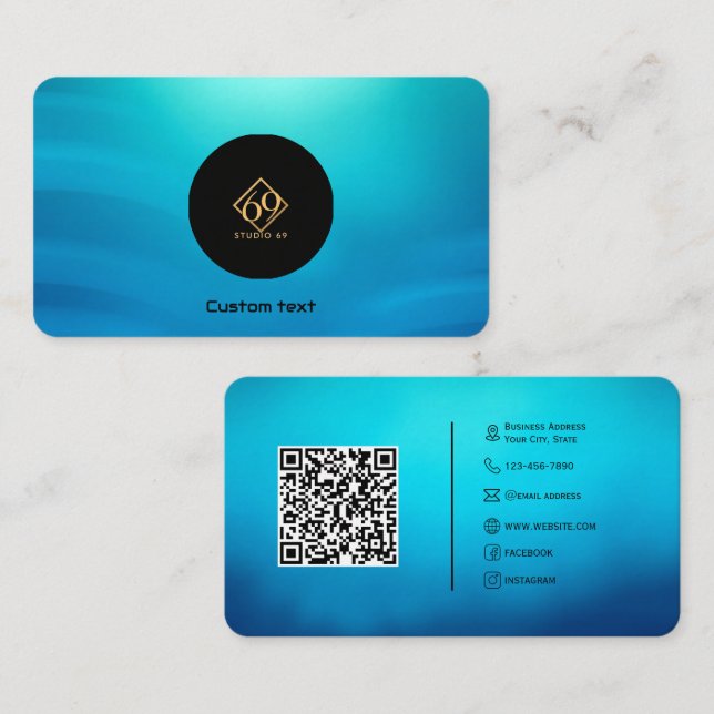 Cartão de visita de código QR personalizado modern (Frente/Verso)