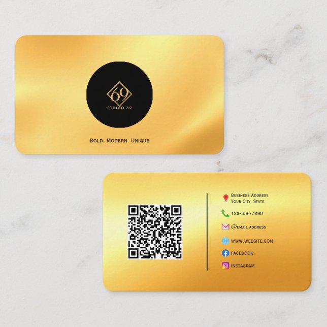 Cartão de visita de código QR personalizado modern (Frente/Verso)