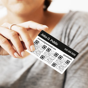 Cartão de visita de Código QR Triplo Preto e Branc