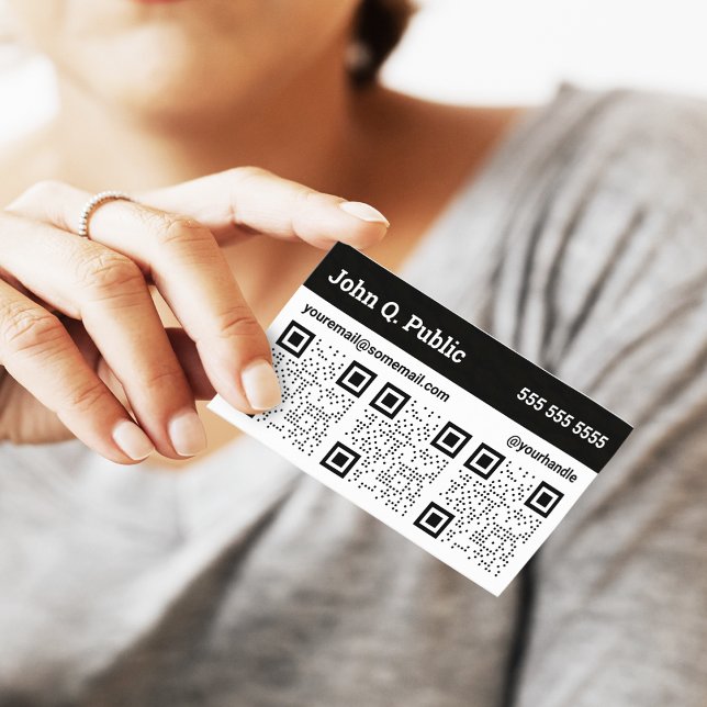 Cartão de visita de Código QR Triplo Preto e Branc (Criador carregado)