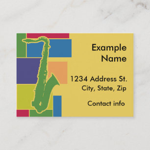 Cartão de visita de Colorblocks do saxofone