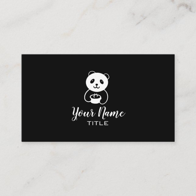 cartão de visita de comida de café de urso panda (Frente)