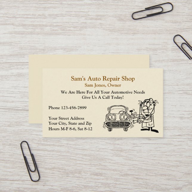 Cartão de visita de Compro de reparo mecânico auto (Frente/Verso In Situ)