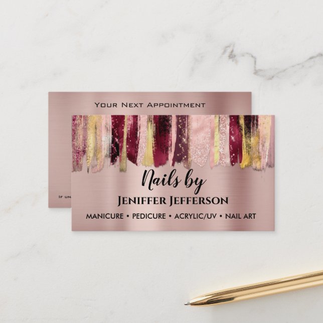 Cartão de visita de compromisso de ARTISTA NAIL (Frente/Verso In Situ)