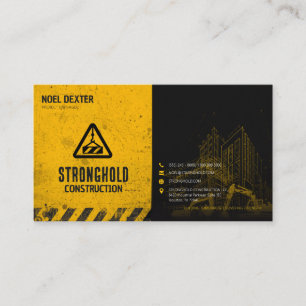 Cartão de Visita de Construção Amarelo Preto Ousad
