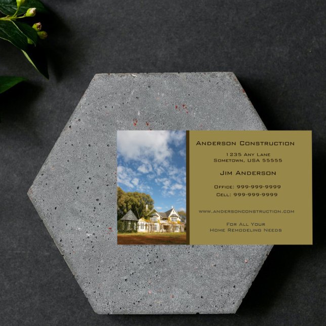 Cartão de visita de Construção Doméstica - Oliva (Olive Home Construction Business Card)