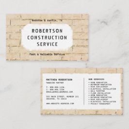 Cartão de visita de Construção - Parede de tijolos