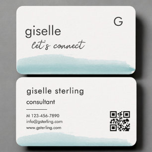 Cartão de Visita de Consultor Código QR Aquarela
