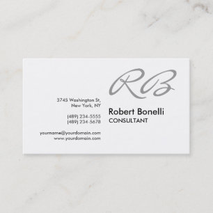 Cartão de visita de consultor de monograma branco