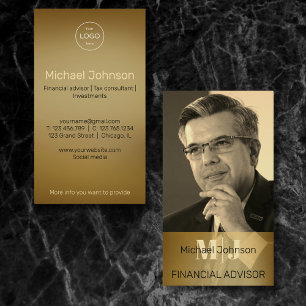 Cartão de Visita de Consultor Financeiro com Foto 