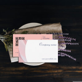 Cartão de visita de cor de pêssego com código QR m