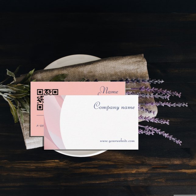 Cartão de visita de cor de pêssego com código QR m (Criador carregado)