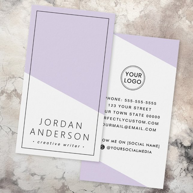 Cartão de visita de cor geométrica roxa clara mode (Modern light purple geometric color business card)