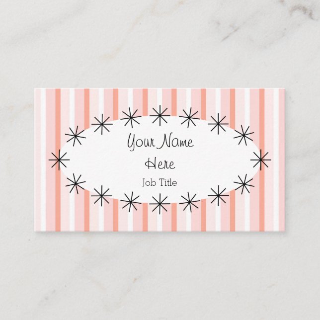 Cartão de visita de coral Stripe oval (Frente)