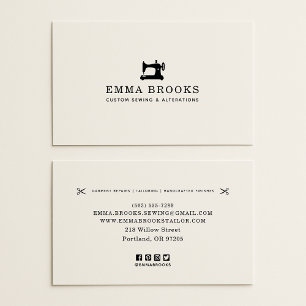 Cartão de visita de costura e alterações, logotipo