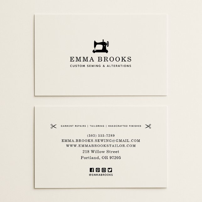 Cartão de visita de costura e alterações, logotipo (Criador carregado)