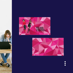 Cartão de visita de Couturier Rosa Geométrico