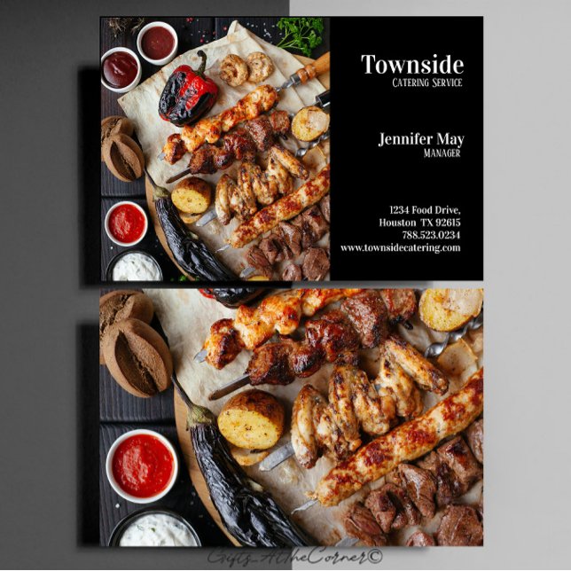 Cartão de visita de cozinha em fundo preto (Criador carregado)