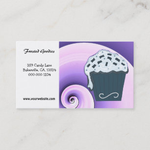 Cartão de Visita de Cupcake Azul e Roxo Remoinho