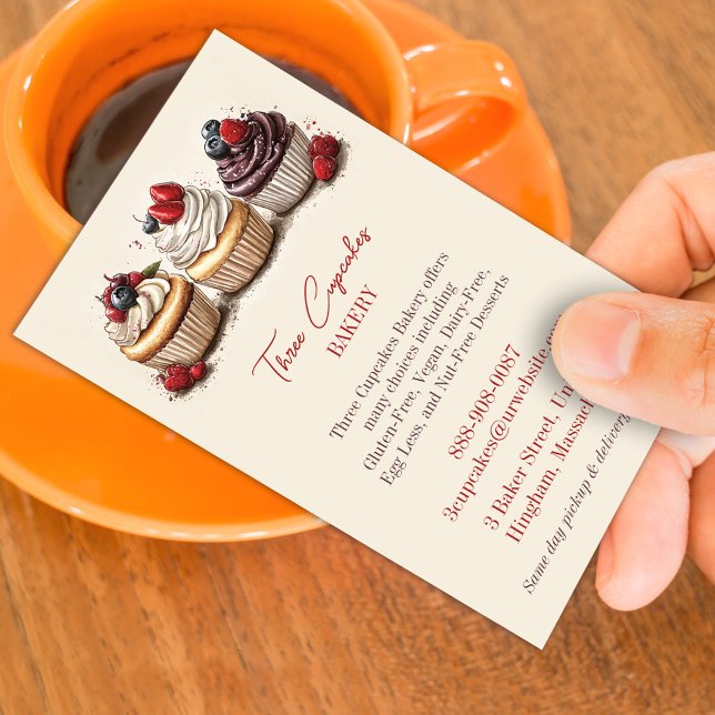 Cartão de visita de Cupcake de panificação (Criador carregado)