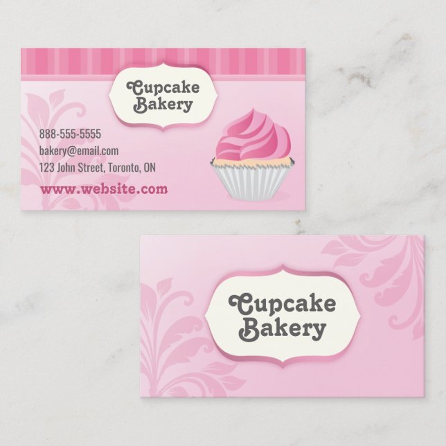 Cartão de visita de Cupcake rosa (Frente/Verso)