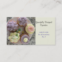 Cartão de Visita de Cupcakes com Canudos com Elegâ
