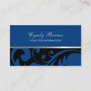 Cartão de visita de Damasco Preto e Azul