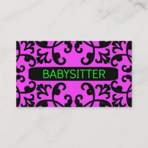 Cartão de visita de Damasco Rosa Babysitter
